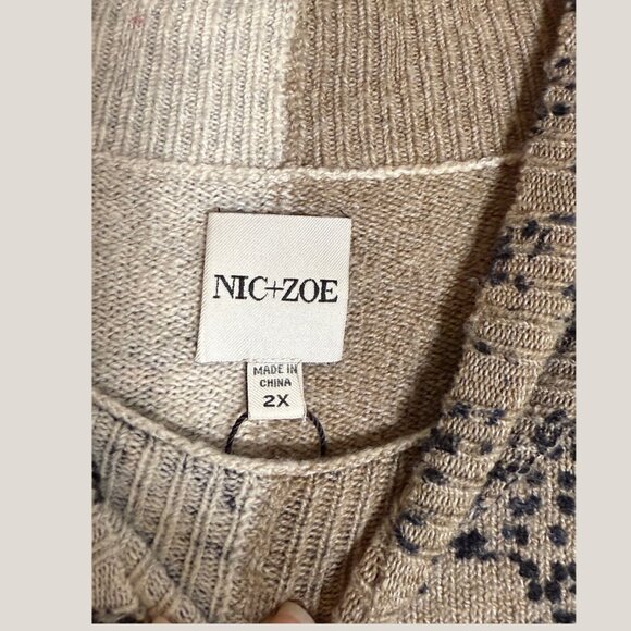 NIC+ZOE Beige Patterned Knit Sweater – Size 2X - Picture 4 of 4